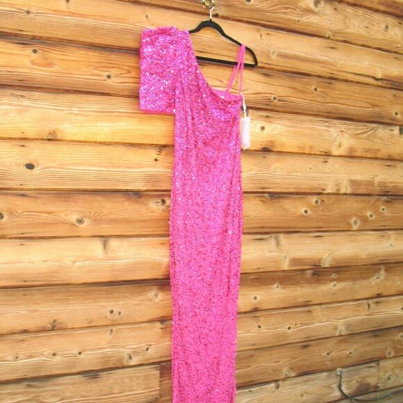 Mac Duggal 10912 Womens Pink EMBELLISHED PUFF ONE SHOULDER COLUMN GOWN Dress - Picture 8 of 16